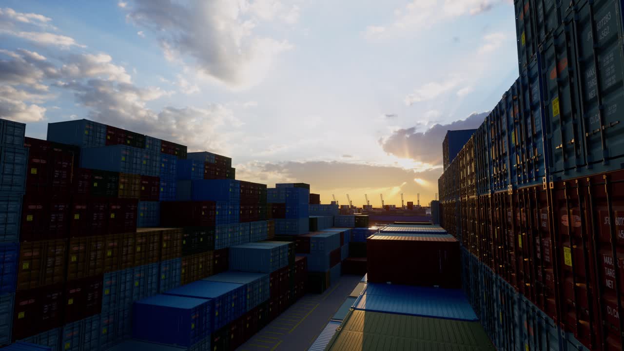 Containers In The Port, Shipping And Transportation Concept