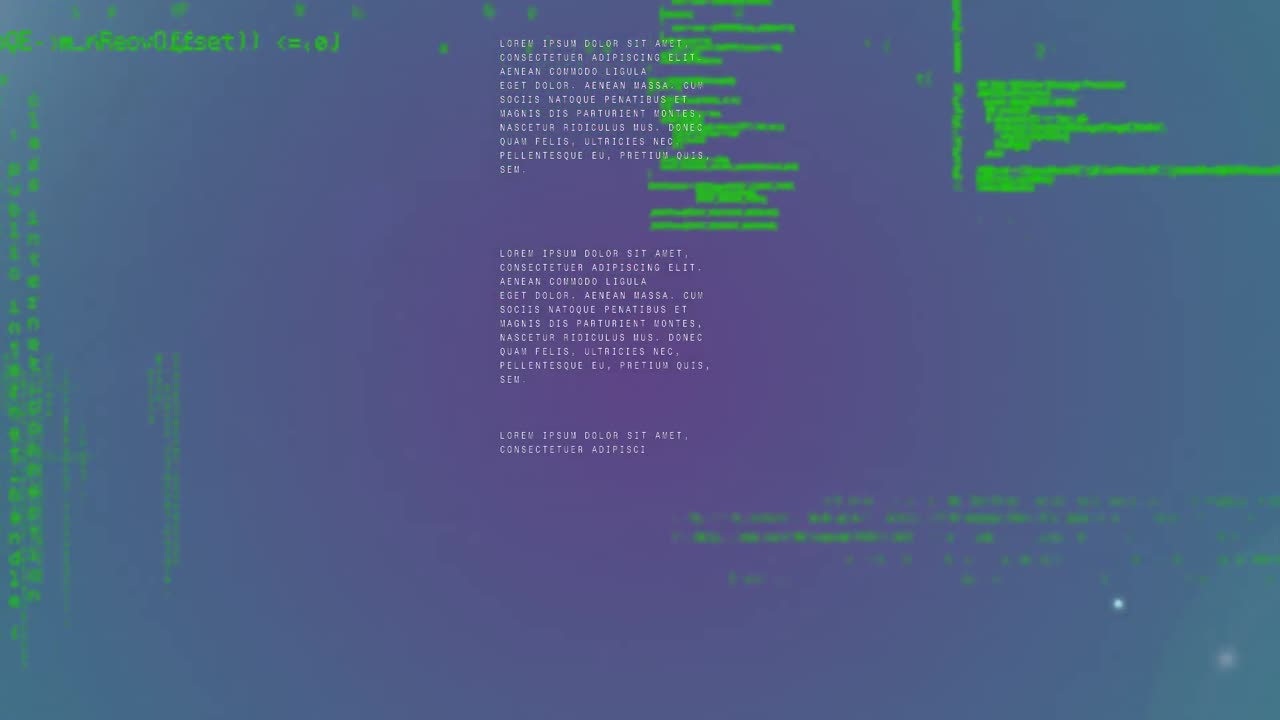 Animation of data processing on black background
