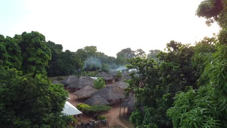 picturesque landscape of village surrounded by lush trees