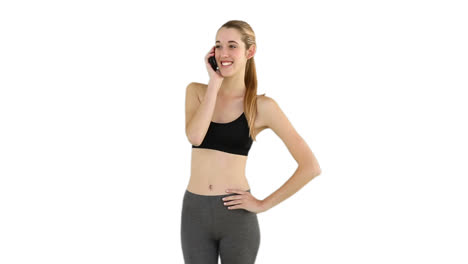 fit model talking on the phone