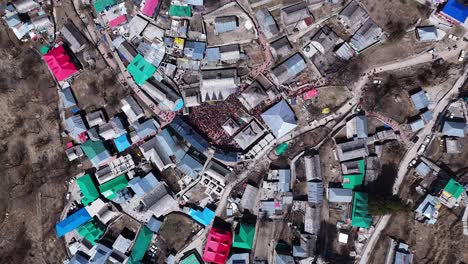aerial view of a vibrant himalayan village festival