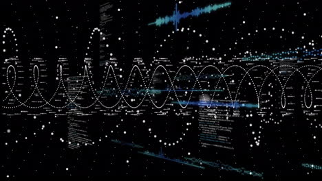 Animation of digital data processing over black background