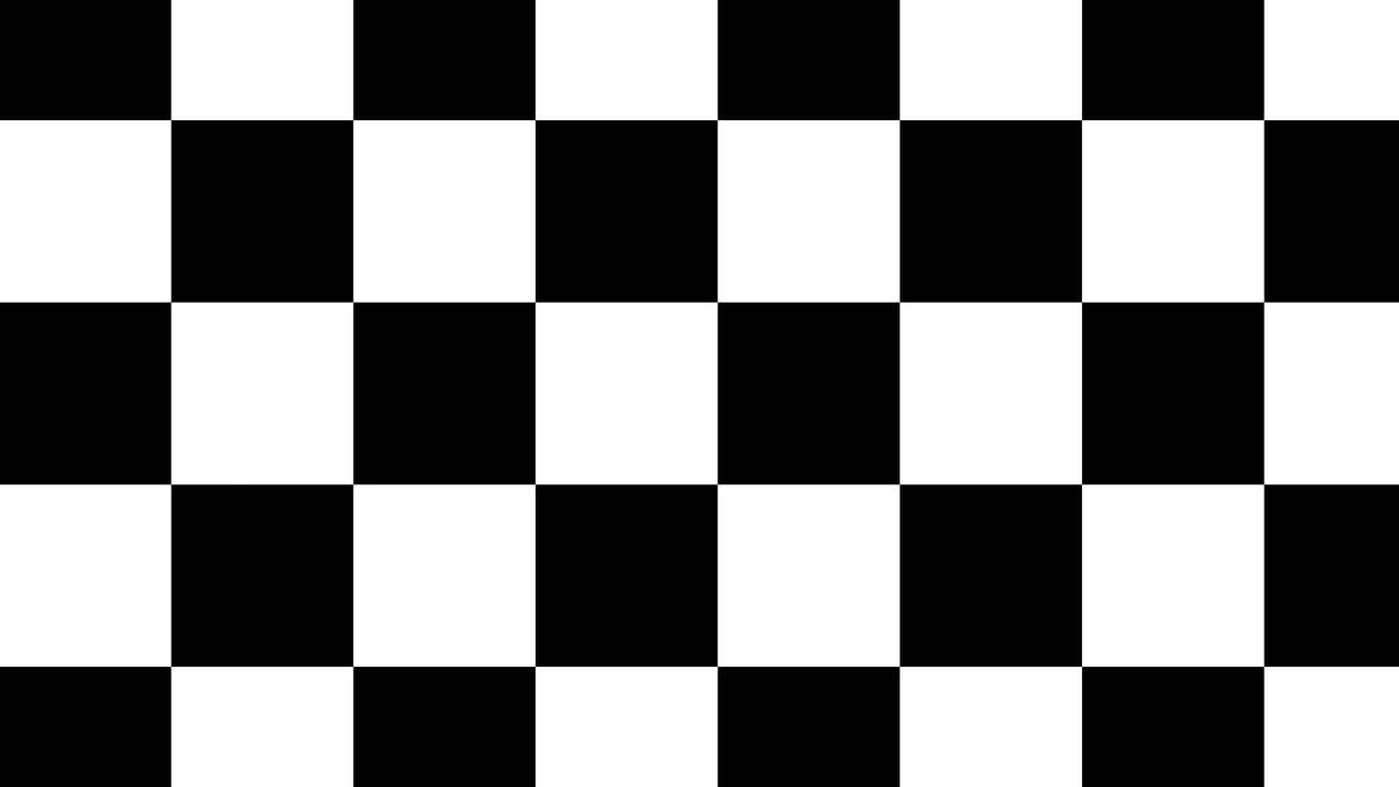 Simple geometric motion graphic background. Black and white checkered pattern. Seamless animation with basic shapes