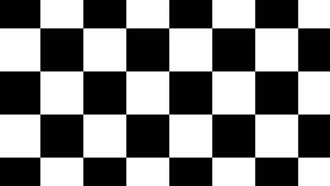 Simple geometric motion graphic background. Black and white checkered pattern. Seamless animation with basic shapes