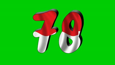 animation number 78 motion graphics cartoon with red white color text on green screen