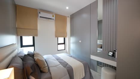 minimal and stylish bedroom decoration idea with wooden furnitures