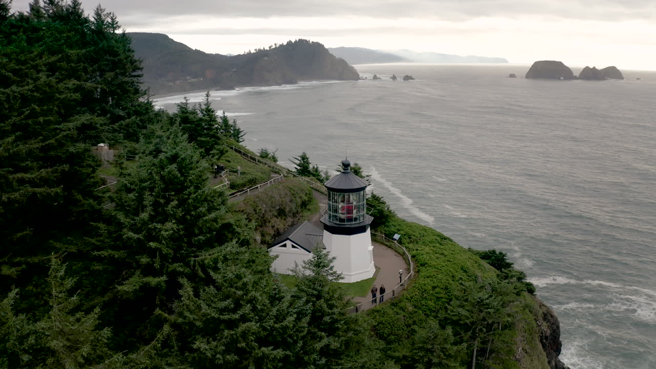 Panoramic view of the Oregon Coast and Heceta Head Lighthouse