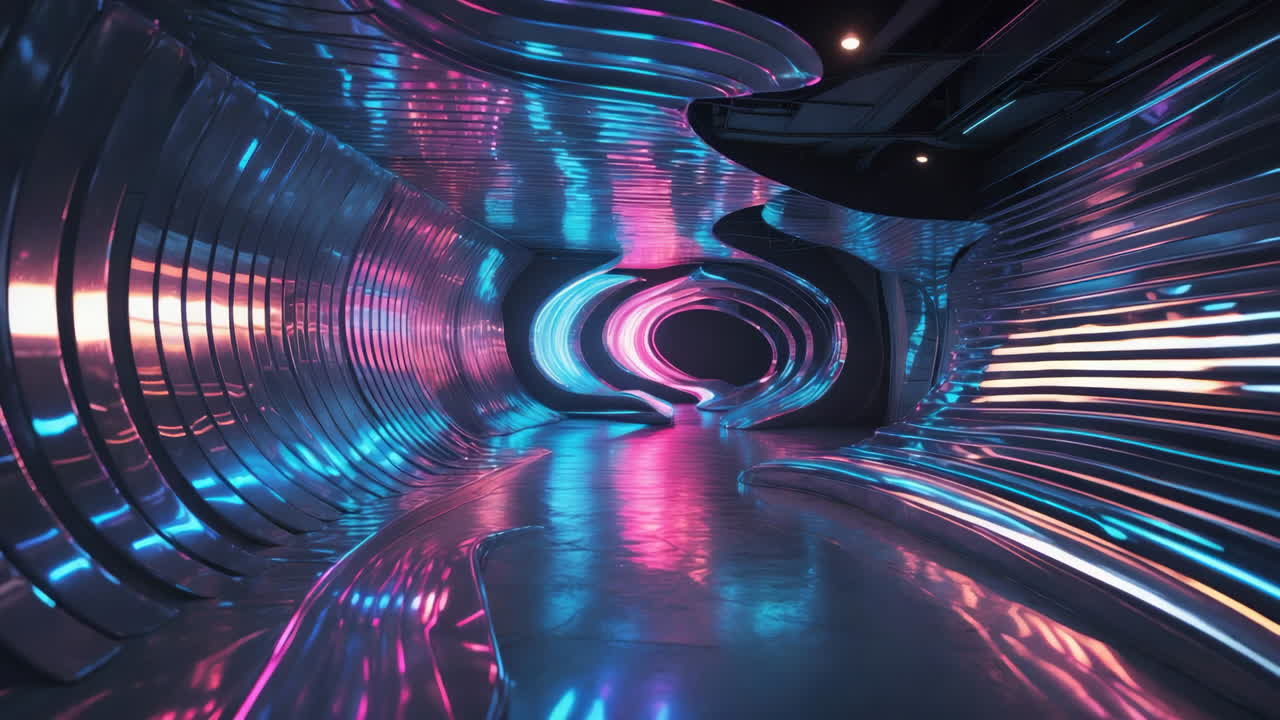 Vibrant Neon Lit Abstract Tunnel