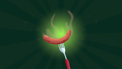 salchicha a la parrilla en un tenedor