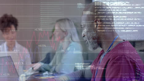 animation of data processing over diverse doctors in office