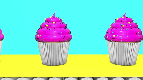 looped 3d animation of cupcakes on the tape.