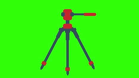 2d animated illustration of a tripod on a green screen