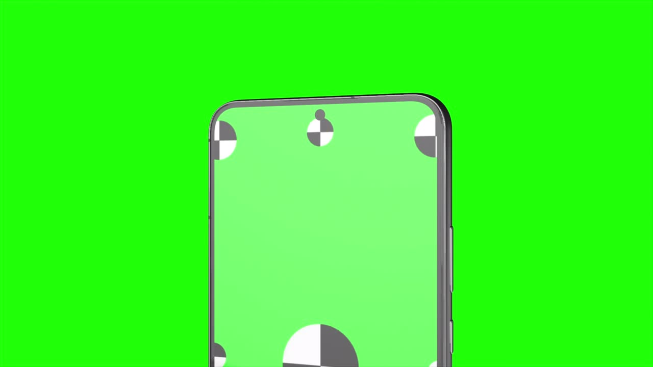 animación de maquetas de teléfonos inteligentes en movimiento. fondo verde para la tecla de croma en la pantalla verde del teléfono inteligente. imagen generada por computadora. fácil de personalizar.