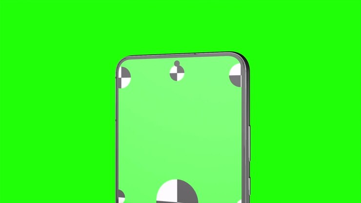 Animation of moving smartphone mockups. Green background for chroma key on the smartphone green screen. Computer generated image. Easy customizable.