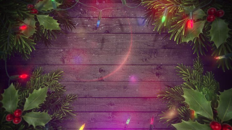 animeret nærbillede farverige krans og julegrønne trægrene