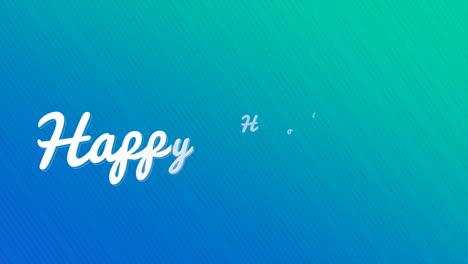 diagonal blue and green stripes with happy holidays in blurred white letters on gradient background