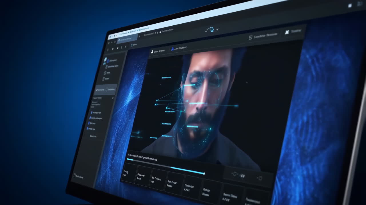 AI-ansigtsanalyse software på en laptopskærm