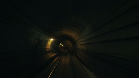 Ride-In-A-Subway-Car-Without-A-Driver---View-From-The-First-Car-To-The-Tunnel