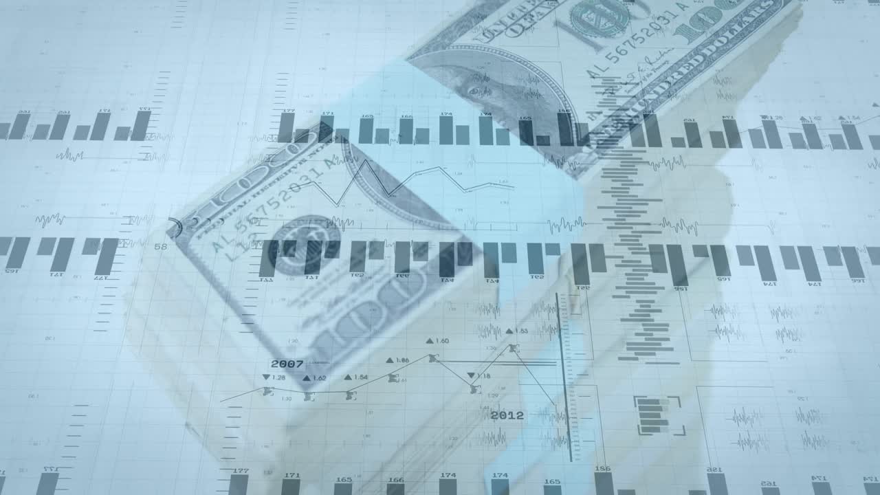 ⁇ 색 배경에 달러에 대한 금융 데이터 처리 애니메이션