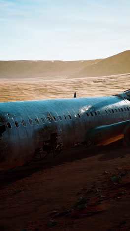 a wrecked airplane in the desert