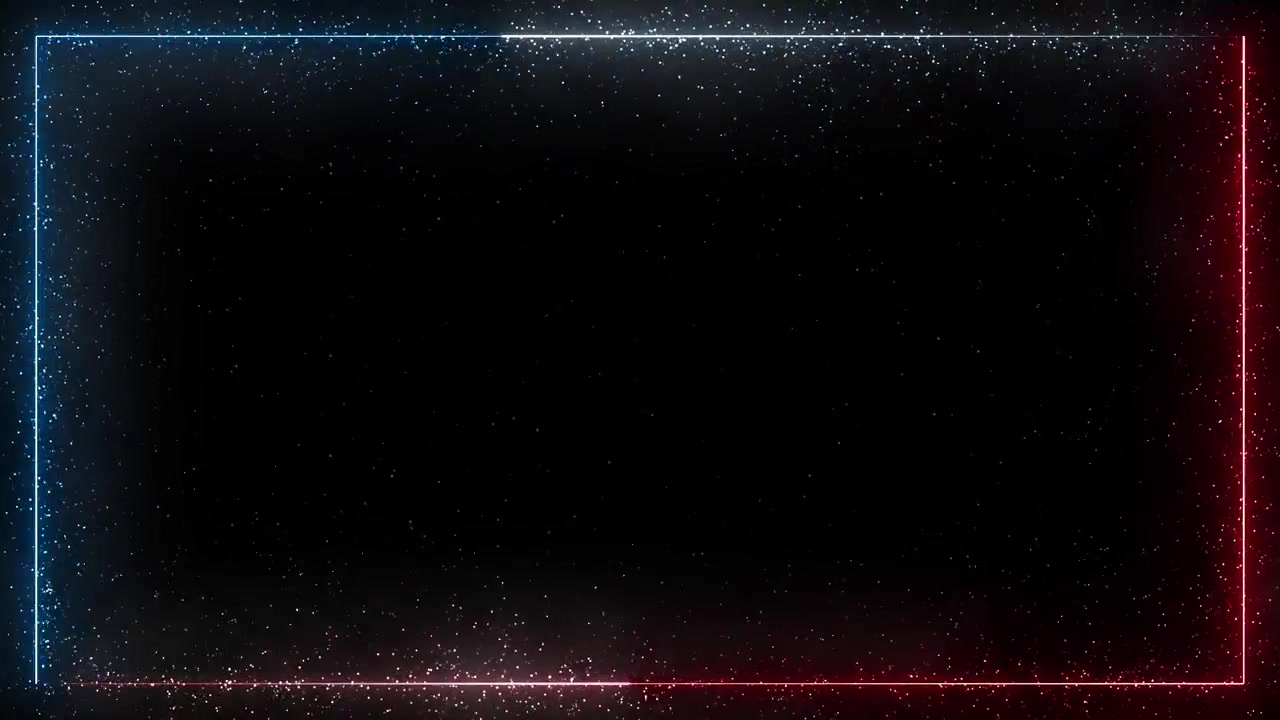 Dark rectangular spark border overlay with blue and red glowing side particles thin white frame and