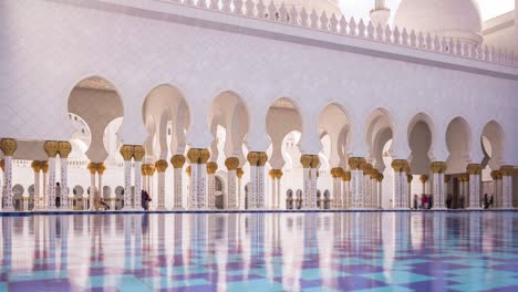 sunny light abu dhabi great mosque fountain front facade 4k timelapse uae