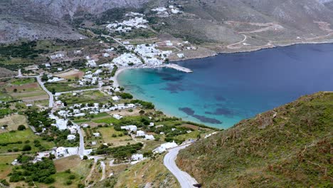 aerial around greek village of aegiali