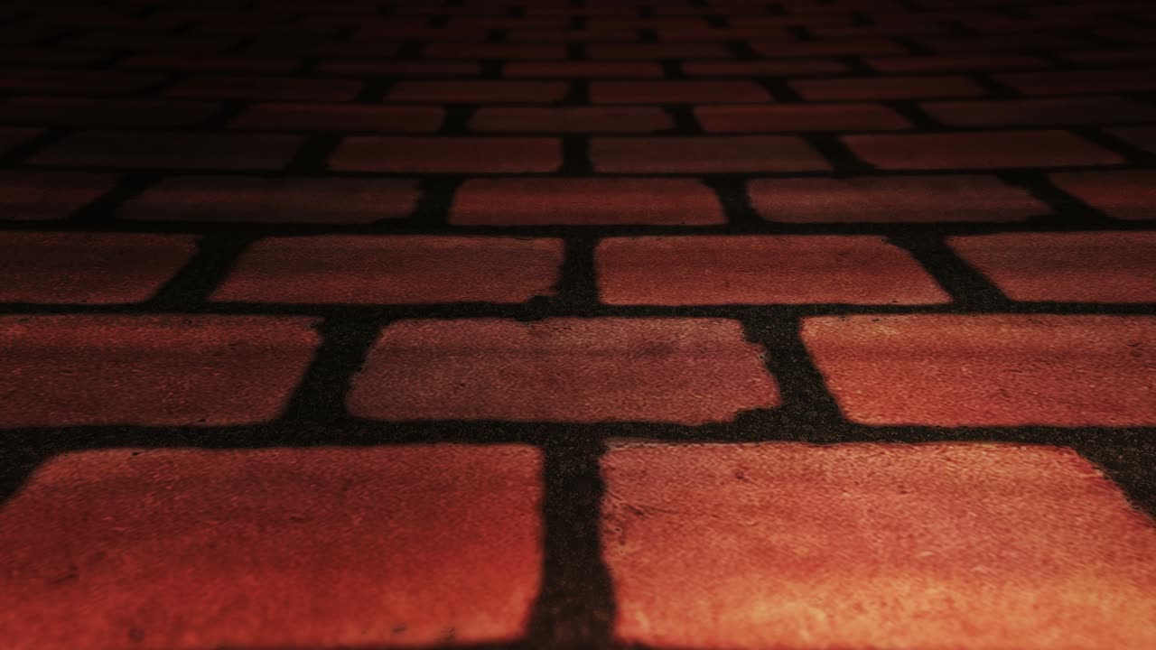 복사 공간과 함께 벽돌 도로를 는 것: 달리고 는 걸음, 달리기 발의 클로즈업, 비즈니스 린지 컨셉, 루프 애니메이션