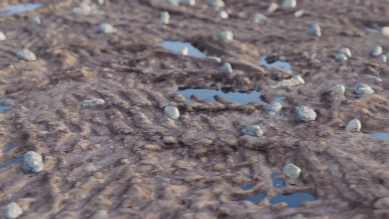 은 진, 자동차 타이어 흔적이 있는, 트럭, 3d 애니메이션, 루프, 고품질의 4k 영상