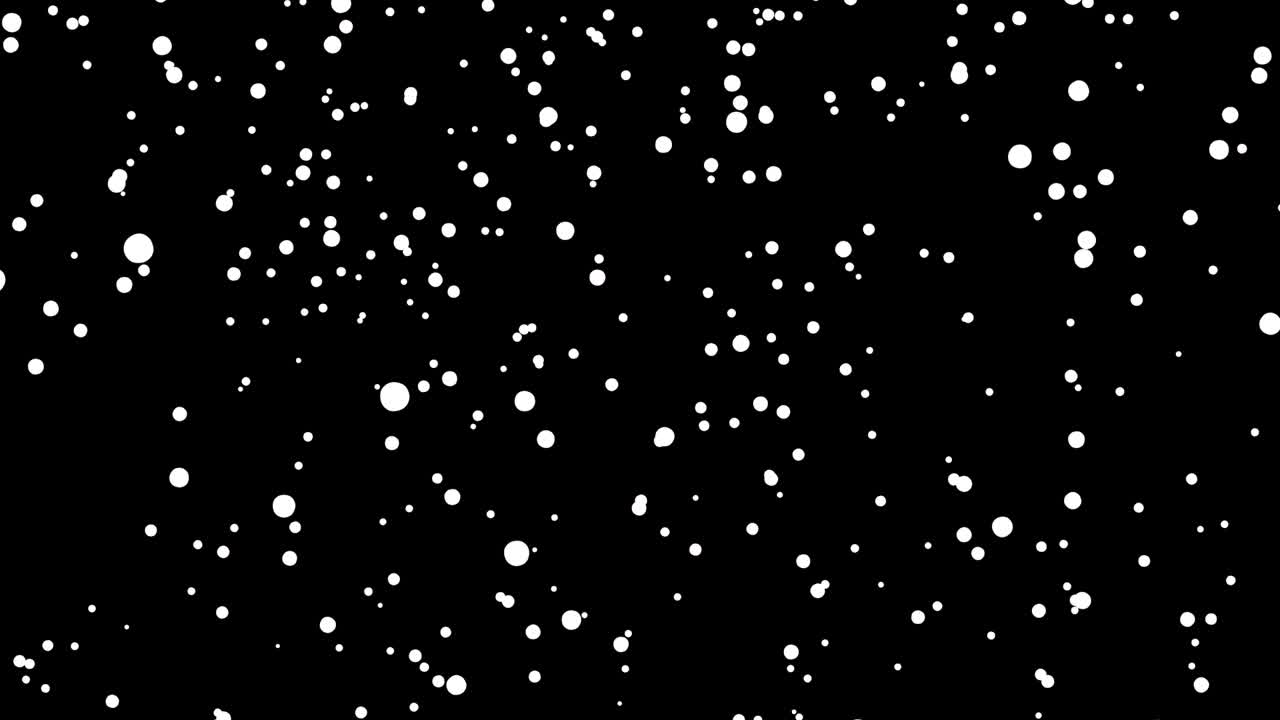 Illustrazione di nevicata su sfondo nero, in loop continuo.