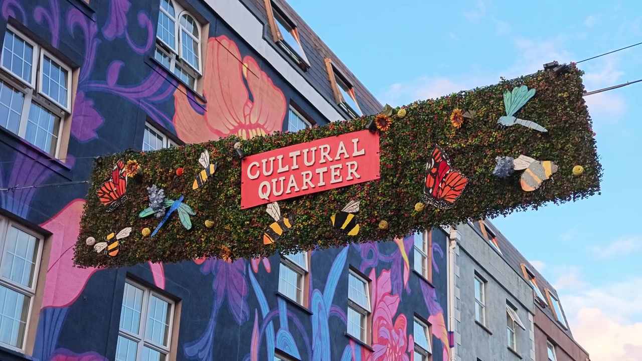Ruas da cidade de Waterford, Irlanda, Rua O'Connell, área cultural da cidade, lar da arte em Waterford, locais épicos