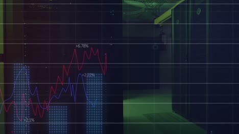 Animation-Der-Datenverarbeitung-Und-Statistikaufzeichnung-über-Computerserver