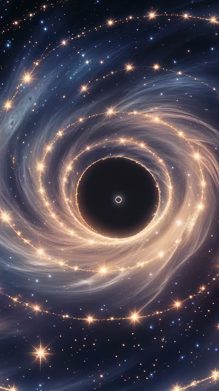 Video i højformat: Vi præsenterer et centralt sort hul, der hvirvler rundt med en tilvækstskive og spiralarmene i rummet