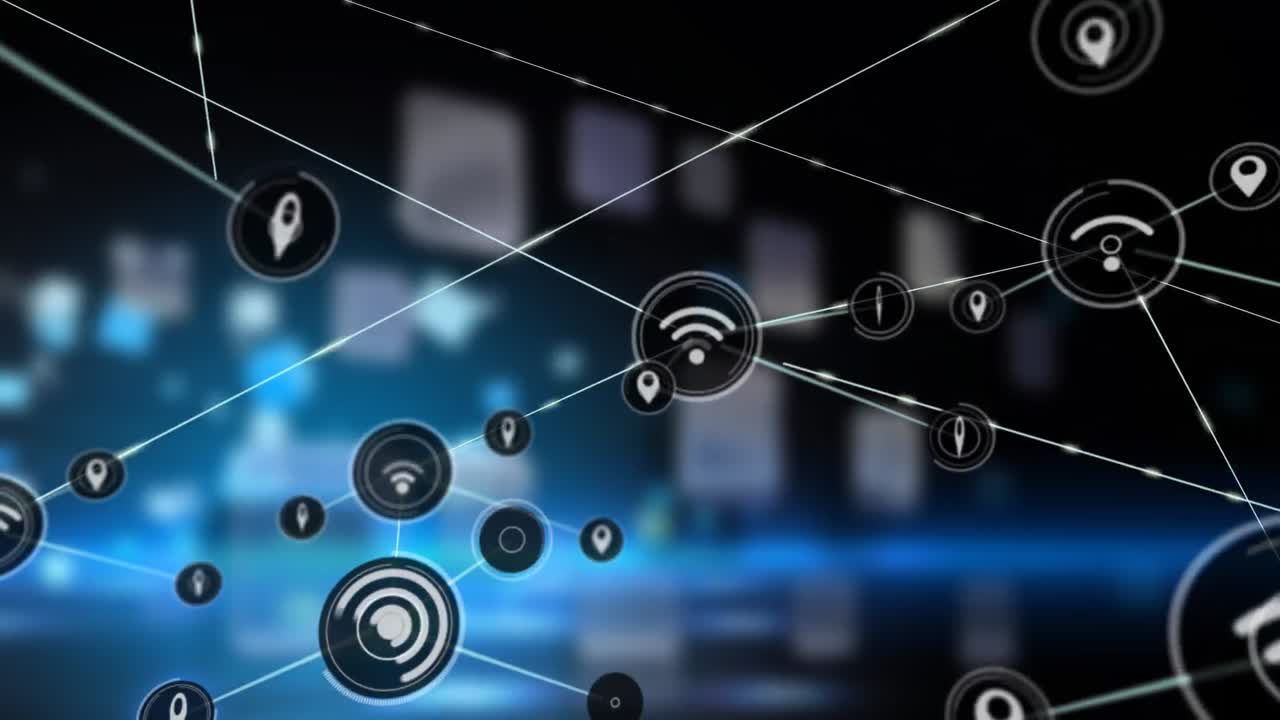 animación de la red de conexiones sobre fondo negro