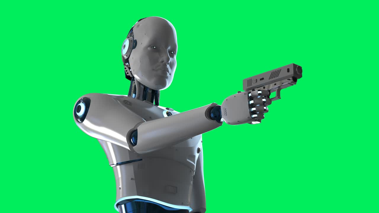robot o cyborg con la pistola come terroristi