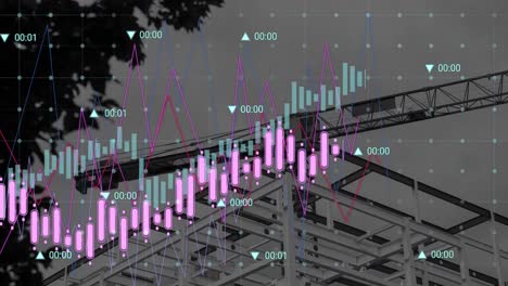 Animation-Der-Finanzdatenverarbeitung-über-Der-Baustelle