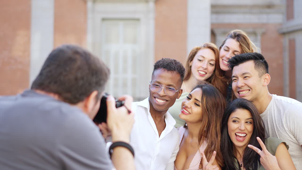 Diverse Group of Friends Posing for a Photo Outdoors