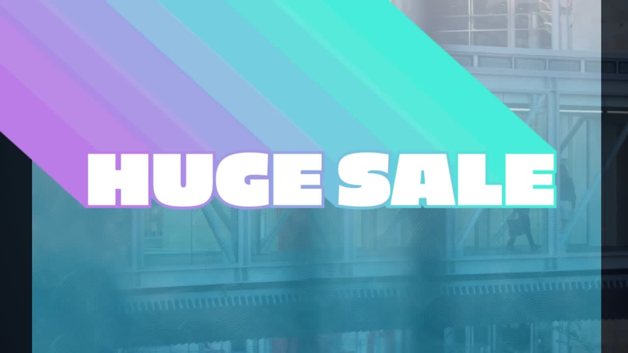 Animation of huge sale text over people walking