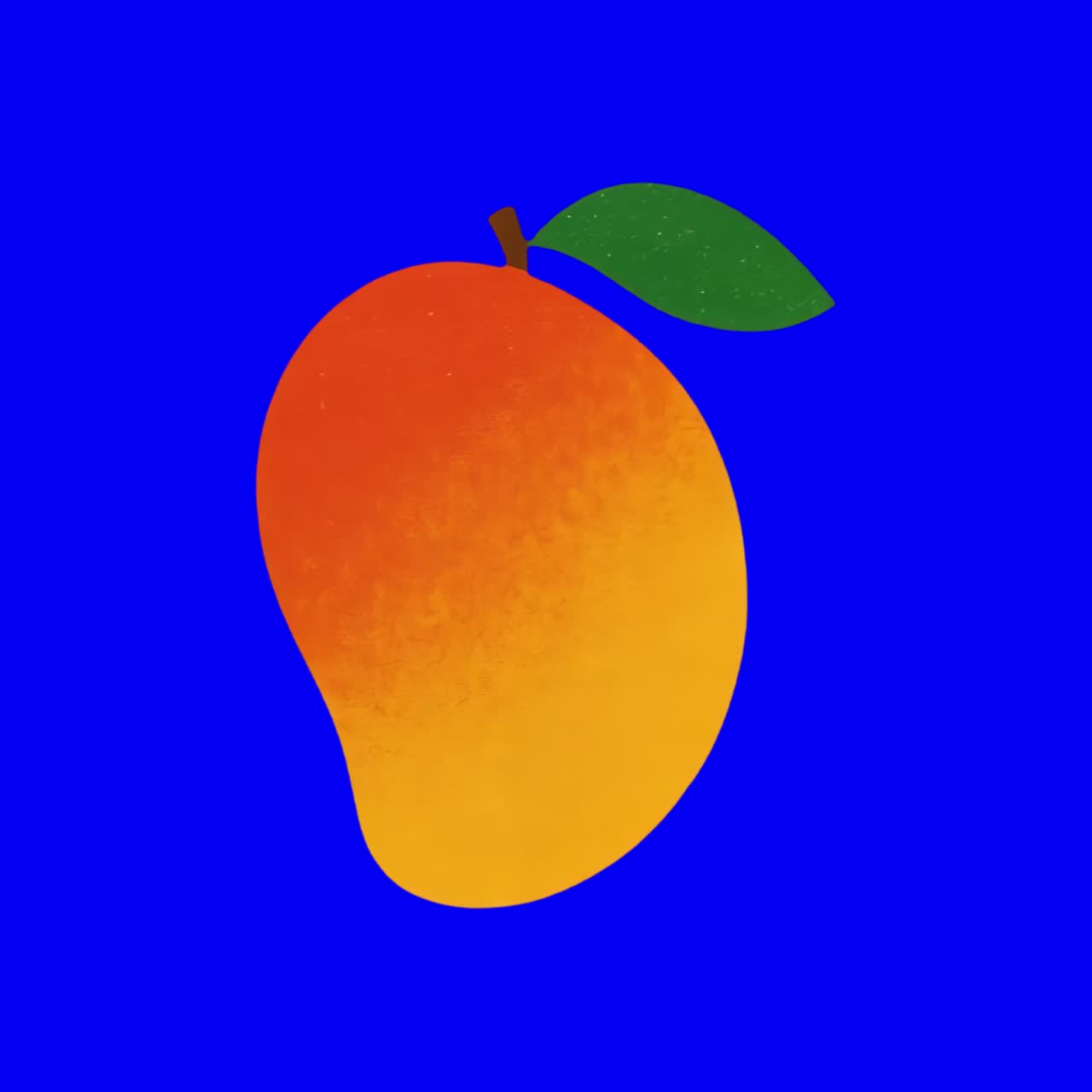 Vibrant mango illustration animation, transparent 4K video, green screen