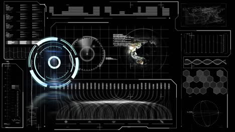 animación del escaneo del alcance y el procesamiento de datos sobre fondo negro