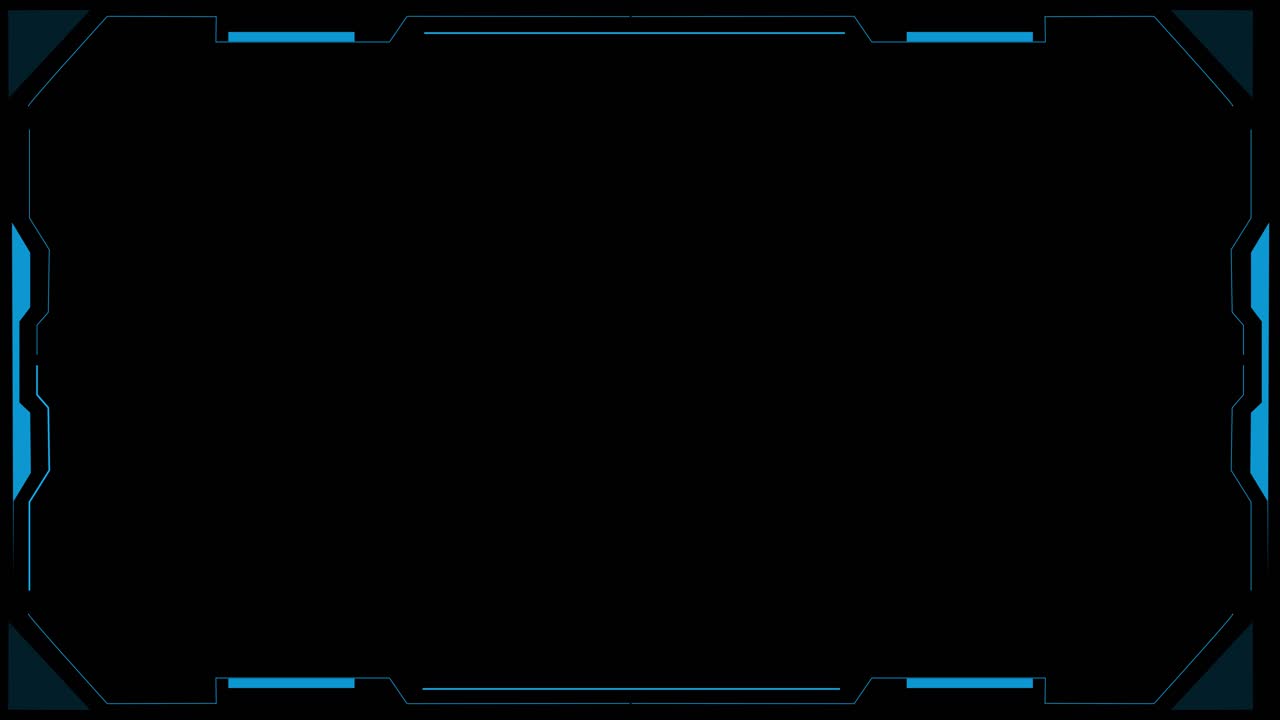 Futuristic tech interface with a glowing blue frame and abstract digital elements future interface