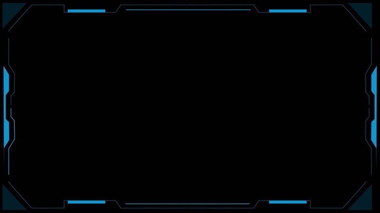 Futuristic tech interface with a glowing blue frame and abstract digital elements future interface