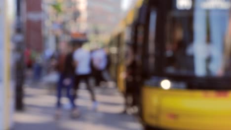 Out-of-Focus-Shot-of-People-Getting-off-Train