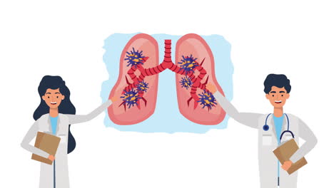 doctors examining lungs with infection