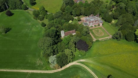 a slow arc shot of lady magdalene church and denton court