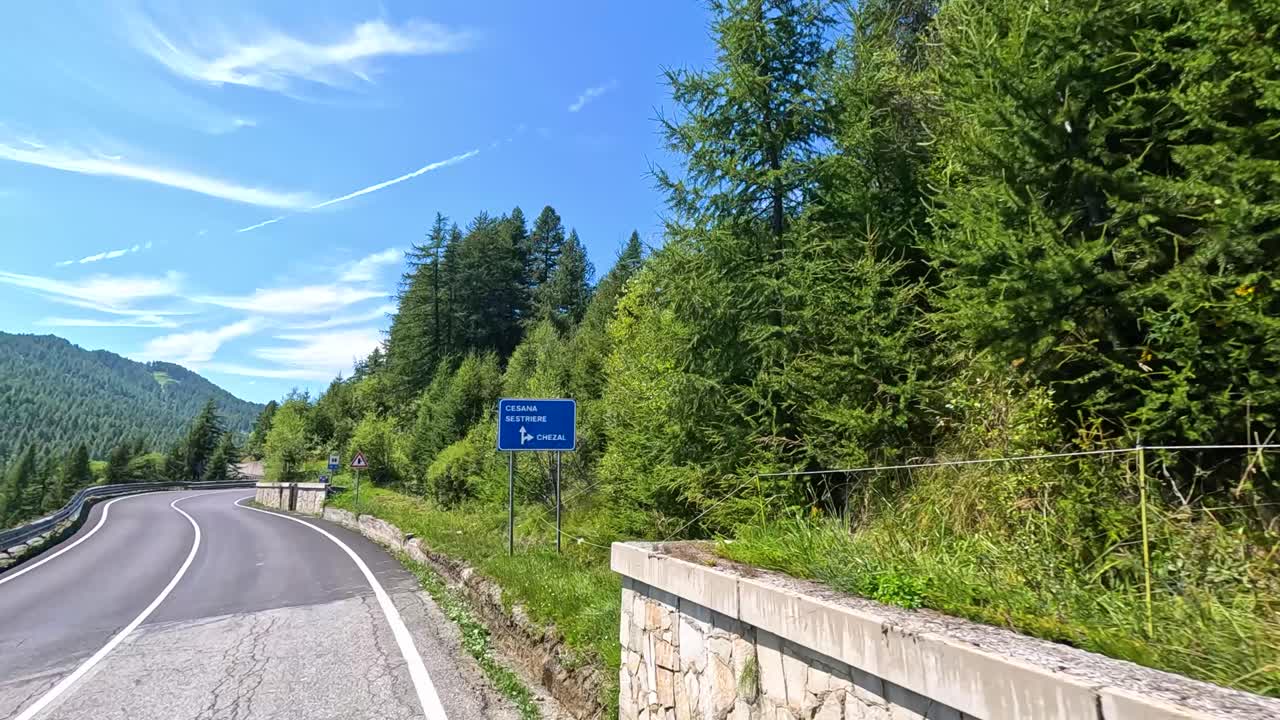 울창한 초록색과 산악 풍경을 통해 운전