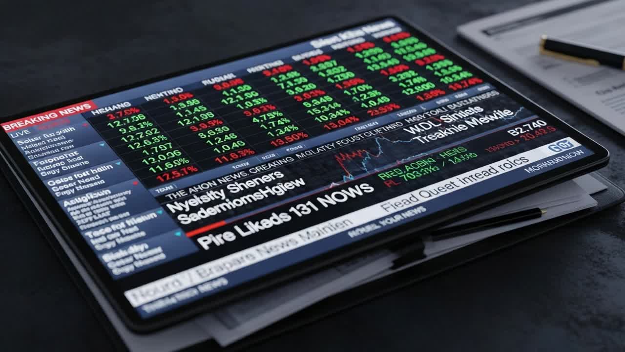 Dynamic Financial Dashboard Displays Stock Market Performance, Economic Trends, and Real-Time Data Analysis for Investors on a Digital Screen