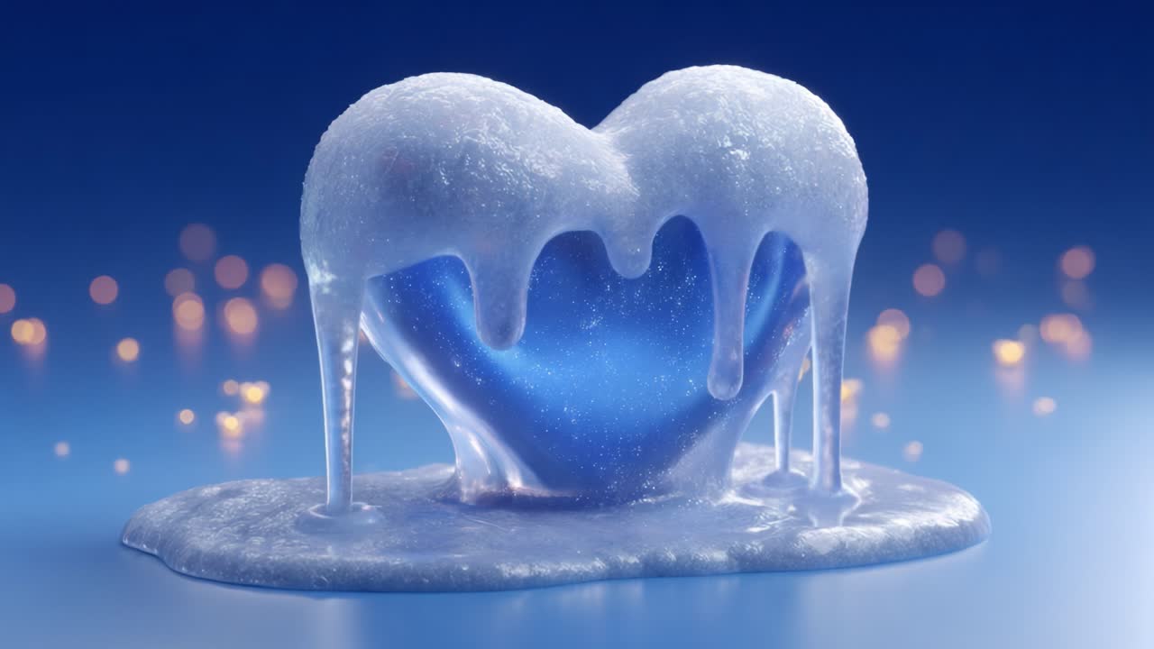 Melting Heart: An Artistic Representation of Emotion in Ice and Light Captured in Stunning Detail, Evoking Themes of Love, Vulnerability, and Transformation