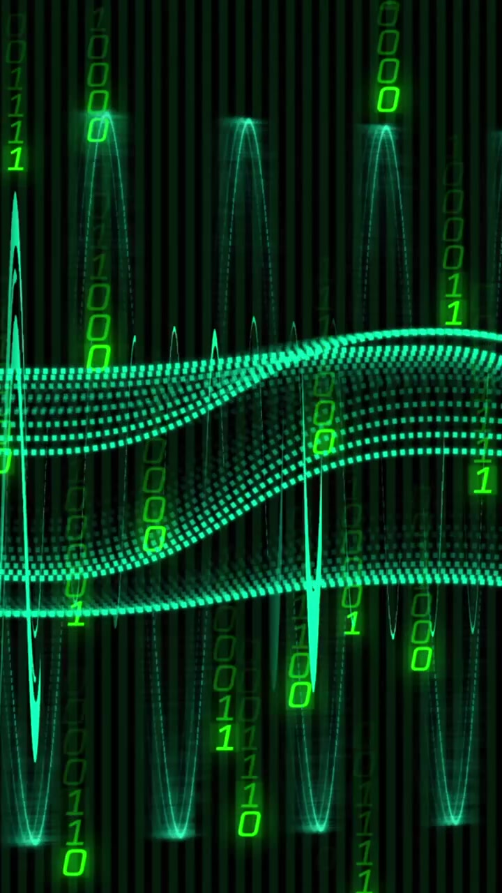 Animation of data processing on black background