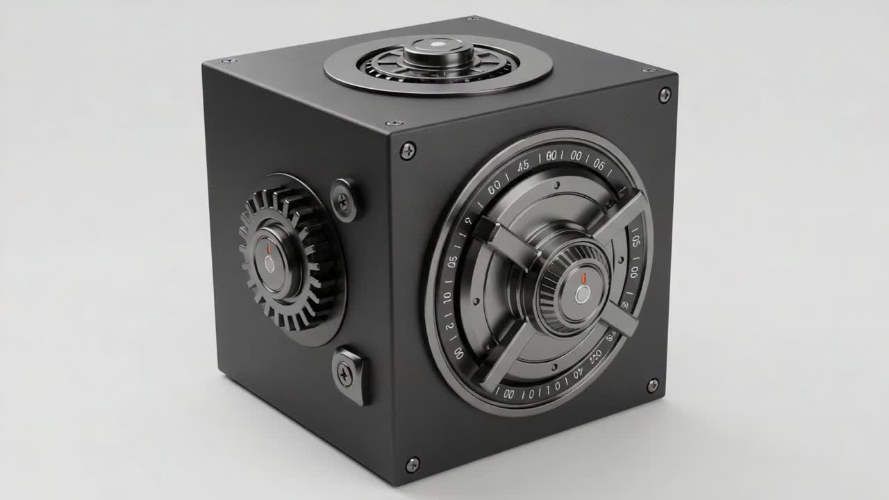 Intricately Designed Modern Safe: A Closer Look at a Cutting-Edge Security Mechanism Showcasing an Innovative Locking System and Sturdy Build